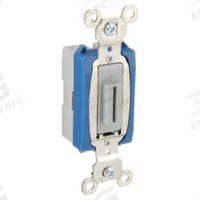 LEGRAND Wall Switch: Locking Switch, Single Pole, Maintained, Gray, 120V AC, 15 A (MPN PS15AC1L). Key specifications — Illuminated: No.