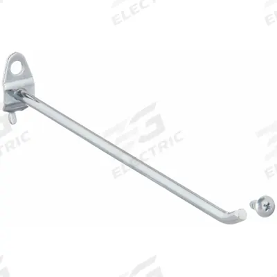 TRITON PRODUCTS Single Rod Pegboard Hook: 1/4 in_1/8 in Peg Hole, 8 in x 3/4 in x 1 1/2 in - Hooks for Round-Hole Pegboard