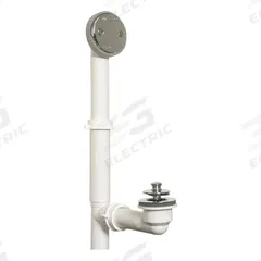 WATCO Shower Drain: Plastic, Chrome, 2 7/8 in Overall Dia, 16 in Overall Ht, Lift and Turn, Slip (MPN 500-LT-PVC-CP). Key specifications — Color: Silver; Includes: Overflow Gasket; Connection Type: Slip; Material: Plastic.