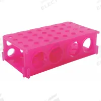 Tube Rack: 2 1/8 in Overall Wd, 3 3/4 in Overall Ht, 6 7/8 in Overall Lg, Polypropylene, Pink (MPN HS29022D). Key specifications — Material: Polypropylene; Mounting Location: Benchtop; Color: Pink; Product Type: Test Tube Rack; Total Holding Capacity: (12) 15 mL Tubes; Brand: HEATHROW SCIENTIFIC.
