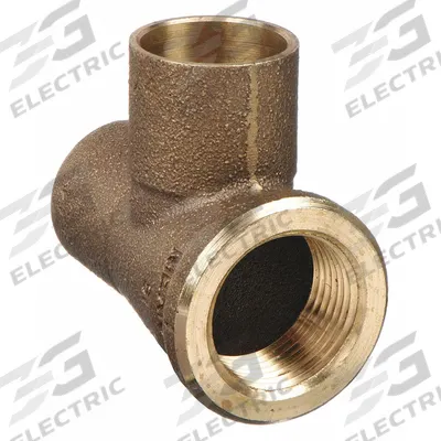 NIBCO Sweat Fitting Tee: 3/4 in CTS x 3/4 in Pipe x 3/4 in CTS, Cup x FNPT x Cup - Low-Lead Cast Copper & Bronze Tube Fittings