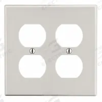 HUBBELL Wall Plate: Duplex Outlet, 2 Gang, Almond, Std Size (MPN P82LA). Key specifications — Brand: HUBBELL; Material: Polycarbonate.