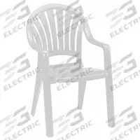 GROSFILLEX Armchair: White, White, Glossy, 17 1/4 in Seat Ht, 24 in Seat Wd, 23 in Seat Dp (MPN 49092004). Key specifications — Finish: Glossy; Frame Color: White; Frame Material: Polypropylene; Seat Color: White; Seat Material: Polypropylene.