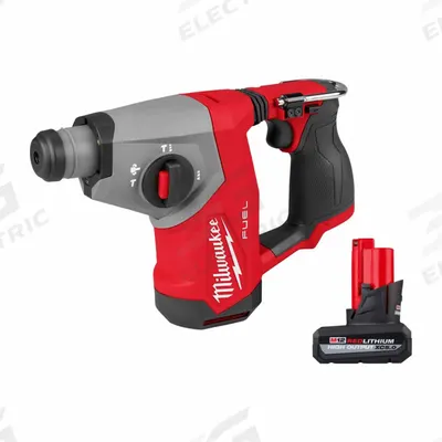 MILWAUKEE Rotary Hammer Kit: 12V DC, SDS-Plus, 5/8 in max, (1) Battery, (1) 5.0 Ah - Milwaukee Cordless Rotary Hammers