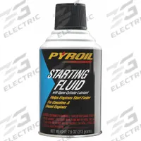 PYROIL Starting Fluid: 7.5 oz Container Size, Diesel Engines/Gasoline Engines, 2-Cycle (MPN PYSFR7.5). Key specifications — Compatible Engine Type: Gasoline Engines; Series: Starting Fluid; Features: Low Freezing Point; Brand: PYROIL.