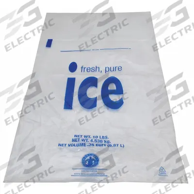 SCOTSMAN Ice Bags: Clear, LDPE, Std, Twist Tie, FDA Compliant, Flat Pack, 8 lb Capacity