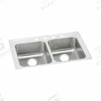 JUST MANUFACTURING Bowl Drop-In Sink: 37 in Overall Lg, 22 in Overall Wd, 4 1/2 in Bowl Dp, 2 Bowls (MPN DLADA2237A452-J). Key specifications — Brand: JUST MANUFACTURING; Color Family: Silver/Gray.