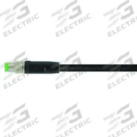 Cordset: M8 Male Straight X Bare Wire, 3 Pins, Black, PUR, 3 m Cable Lg, 24 AWG Wire Size (MPN 7000-08001-6300300). Key specifications — Cable Jacket Color: Black; End 1 Mounting Orientation: Straight; End 1 Gender: Male; End 1 Connection Type: M8; Cable Jacket Material: PUR; Brand: MURRELEKTRONIK; IP Rating: IP65; End 2 Connection Type: Bare Wire.