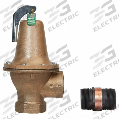 Watts Relief Valve: FNPTF x FNPTF, 2 in x 2 in, Bronze - ASME Section XIII Hot Water Pressure Relief Valves