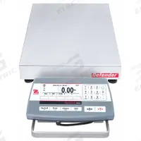 OHAUS Industrial Bench Scale: 12 in x 14 in, Not IP Rated, Front-Mounted, Defender 5000 (MPN 30461653). Key specifications — Connection Ports: RS-232; Readability: 0.005 lb/2 g; Brand: OHAUS; Weighing Surface Material: Stainless Steel.