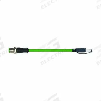 MURRELEKTRONIK Cordset: Cat6, M12 Male Straight x RJ45 Male Straight, 15 m Lg, PUR, Green - M12 Connector to RJ45 Connector Cordsets