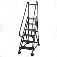 COTTERMAN Rolling Ladder: 4.5 ft Platform Ht, Partially Assembled, Steel, Wt-Actuated Auto-Lock (MPN ST-601 A2 C7 P5). Key specifications — Includes Handrails: Handrails Included; Material: Steel; Brand: COTTERMAN; Color: Black.