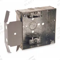 RACO Electrical Box: Steel, Steel - 4" x 4" Square Box Material & Nominal Size, Square, 2 Gangs, MS (MPN 229). Key specifications — Brand: RACO; Bracket Style: Stud Clamp; Clamp Style: MC.