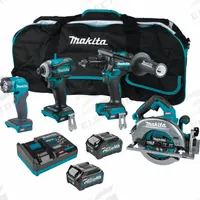 MAKITA Cordless Tool Combination Kit: 4 Tools, Circular Saw/Flashlight/Hammer Drill/Impact Driver (MPN GT400M1D1). Key specifications — attr1176460: Flashlight.