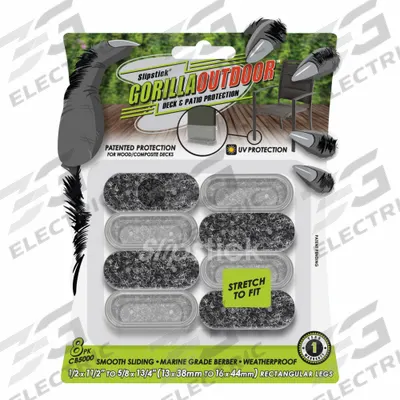 GORILLAOUTDOOR Furniture Glides: Felt, 1/2 in Overall Wd, Rectangle, Gray - Felt Pads