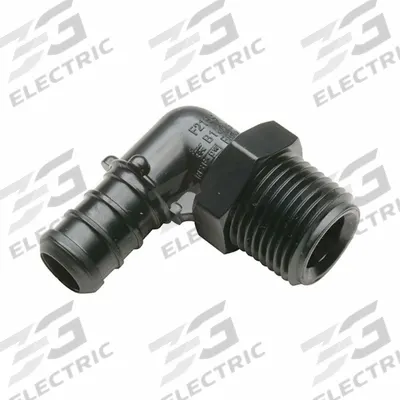 ZURN Barbed Fitting Elbow: 19/32 in ID x 3/4 in Pipe Size, Barbed x MNPT - Crimp-On Polymer Barbed Tube Fittings