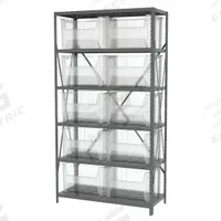 AKRO-MILS Bin Shelving: 36 in x 18 in x 79 in, 1 Sided, 12 Bins, Open, Stacking Bin, Clear (MPN AS187913017SC). Key specifications — Includes Bins: Yes; Bin Material: Polymer; Frame Color: Gray; Bin HxWxD: (12) 12-7/16 in x 19-7/8 in x 15-1/4 in; Frame Material: Steel; Bin Color: Clear; Brand: AKRO-MILS.