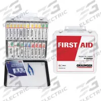 FIRST AID ONLY Burn Care Kit: 30 People Served, 171 Components, Metal Box (MPN 54577). Key specifications — Adhesive Bandages Included: (8) Knuckle Bandages; Brand: FIRST AID ONLY; Oral and Inhalant Medicinals Included: (10) Ammonia Inhalants; Wound Dressings Included: (2) Eye Pads; Topical Medicinals Included: (2) Eyewash.