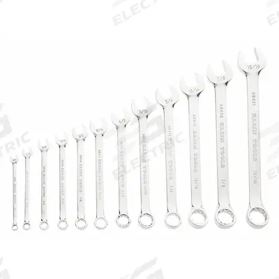 KLEIN TOOLS Combination Wrench Set: Alloy Steel, Nickel Chrome, 12 Tools - SAE 12-Point Combination Wrench Sets