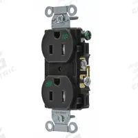 BRYANT Receptacle: Duplex, 5-15, Black, 125V AC, 15 A, 2 Pole / 3 Wire (MPN CBRS15BLKWRTR)