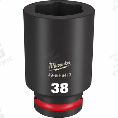 MILWAUKEE Deep Impact Socket: 3/4 in Drive Size, Metric, 38 mm Socket Size, 6-Point - 3/4" Drive Impact Sockets