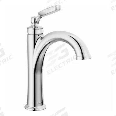 Delta Single Handle Bathroom Faucet: WOODHURST, Zinc, Chrome Finish, 1.2 gpm Flow Rate - Single-Post Handle Bathroom Faucets
