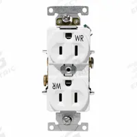 LEVITON Plugs and Receptacles: Duplex, 5-15, White, 125V AC, 15 A, 2 Pole / 3 Wire (MPN WBR15-W)