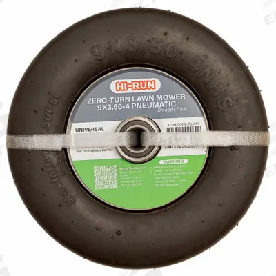 HI-RUN Tires and Wheels: 9X3.50-4 Tire Size, Lawn Mower Tire, Smooth - Lawn Mower Tires