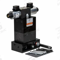ENERPAC Control Valve: 4.5 gpm Max Flow Rate, Three Positions, Three-Way Ways, 24V DC, Tandem Center (MPN VE33). Key specifications — attr1018270: Load Holding; attr1018253: ENERPAC; attr1018249: VE33; attr1018300: Pressure; attr1018289: VE.