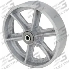 APPROVED VENDOR Caster Wheel: 8 in Wheel Dia., 2 in Wheel Wd, Iron, 1,800 lb Load Rating, Roller (MPN 26Y441). Key specifications — Includes Spanner Bushing: Included; Wheel/Tread Material: Iron; Wheel/Tread Color: Silver; Brand: APPROVED VENDOR.