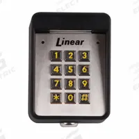 LINEAR Exterior Digital Keypad: 12 to 24V AC/DC, 150 mA Current, Cast Aluminum, 3 in Overall Lg (MPN AK-11). Key specifications — Material: Cast Aluminum; Voltage: 12 to 24V AC/DC; Brand: LINEAR; Product Type: Digital Keypad.