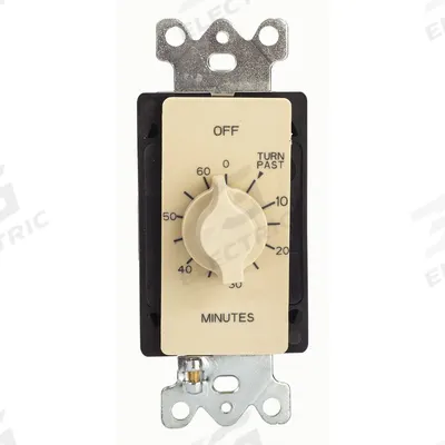 TORK Spring-Wound Timer: 1 hr Max, SPDT, 277V AC, No Wall Plate Included - Spring-Wound Mechanical Timers without Wall Plates