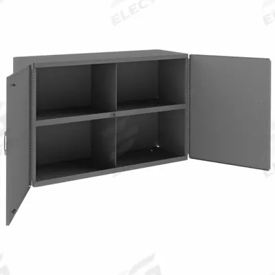 DURHAM MFG Storage Cabinet: 34 in x 12 1/2 in x 24 in, Solid, Swing Handle & Padlock Hasp - Stackable Commercial Metal Wall-Mount Shelf Cabinets