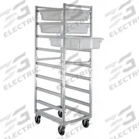 NEW AGE INDUSTRIAL Poly Box Storage Rack: 8 Slots, 7 1/2 in Betw Shelves, 700 lb Capac, 21 in Wd (MPN 1481). Key specifications — Brand: NEW AGE INDUSTRIAL; Color: Silver; Material: Aluminum; Nesting: No; Pan Size: 13 x 18 in; Product Type: Poly Box Storage Rack; NSF Certified: Yes; Full Size/Half Size: Full Size.