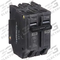 GE Miniature Circuit Breaker: THQL, 45 A, 120/240V AC, Single Phase, 10kA at 120/240V AC, Std (MPN THQL2145). Key specifications — Amps: 45 A; AC Voltage Rating: 120/240V AC; Phase: Single; Max. AIR Rating: 10kA at 120/240V AC; For Use With: Power Mark Gold Load Centers and AQ Lighting Panels.