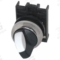 EATON Short-Handled Selector Switch: 22 mm Panel Mount Size, 3 Positions, No Cam Needed Cam (MPN M22M-WRK3). Key specifications — Action: Maintained/Maintained/Maintained; Cam: No Cam Needed; Brand: EATON; Switch Bezel Material Type: Metallic.