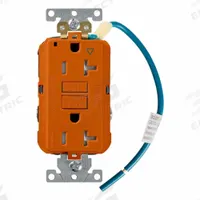 LEVITON GFCI Duplex Receptacle Outlet: Duplex, 5-20, Orange, GFCI, 125V AC, 20 A, 2 Pole / 3 Wire (MPN GFTR2-IGO)