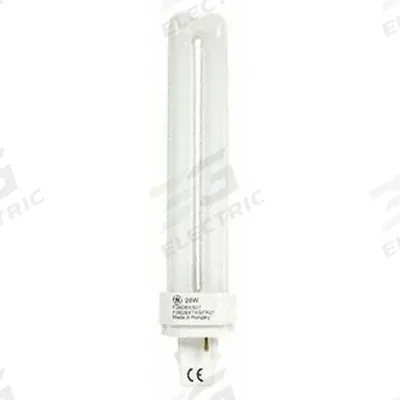 GE LAMPS Compact Fluorescent Bulb: 2-Pin (G24d-2), T4, Fluorescent, 3500K - CFL Twin-Tube Plug-In Lamps