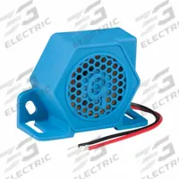 GROTE Vehicle Backup Alarm: Self-Adjusting, Multi-Freq, 102 dB Max Sound Level, 12-24V DC, 4 in Wd (MPN 73110). Key specifications — Alarm Tone Type: Multi-Frequency; Mount Type: Grommet; Connector Type: Blunt Cut; Brand: GROTE; SAE Type Rating: Type F; Operating Voltage: 12-24V DC.