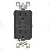 LEVITON GFI Receptacle: Decorator Duplex, 5-15, Black, GFCI, 125V AC, 15 A, 2 Pole / 3 Wire (MPN GFNT1-E)