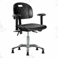 Ergonomic Chair: Polyurethane, Arms Included, Ht Range 17 3/4 in to 23 in, 18 in Seat Wd, Adj, Black (MPN BR-HPDHCH-CR-T0-A1-RG-BLK). Key specifications — Foot Support: No; Back Tilt Backward: 13.5°; Back Tilt Forward: 10.5°; Base Material: Aluminum; Brand: APPROVED VENDOR; Product Type: Ergonomic Chair; ESD-Safe: Not ESD Safe.
