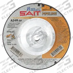 SAIT Cut-Off & Grinding Wheel: Type 27, 6" x 1/8" x 5/8"-11, Aluminum Oxide, 24 Grit, A24R Pipeline (MPN 22046). Key specifications — Series: A24R Pipeline; Brand: UNITED ABRASIVES-SAIT.