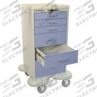 LAKESIDE Compact General Medical Supply Cart with Drawers: Steel, (2) Swivel/(2) Swivel with Brake (MPN ST-630-P-2BELV). Key specifications — Material: Steel; Drawer Color: Light Purple; Brand: LAKESIDE; Caster/Wheel Configuration: (2) Swivel; Cabinet Color: Beige.