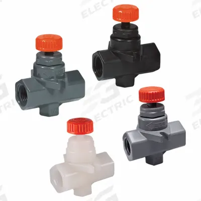 HAYWARD Needle Valves w/FPM o-ring, PTFE seat, threaded end connections: Inline Valve Body - CPVC Straight-Body Needle Valves