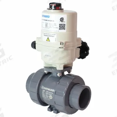 HAYWARD Electrically Actuated Two-Way Ball Valve: 1/2 in, CPVC, 120V AC - CPVC Electrically-Actuated Ball Valves