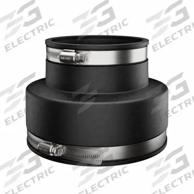 FERNCO Flexible Pipe Straight: PVC, For 4 in_6 in Pipe, Clay x PVC/Copper/Iron/Steel - Flexible Transition Pipe Fittings