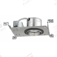 LED Recessed Down Light: Airtight New Construction, 5 in Dia, 600 lm, 4000K, 8.9 W, 120 to 277V AC (MPN IC20LED G4 06LM 40K 90CRI MVOLT ZT10). Key specifications — Voltage: 120 to 277V AC; Trim Color: Available Separately; Brand: JUNO LIGHTING; Ceiling Type: Flat Ceiling; Reflector or Baffle Color: No Reflector or Baffle; Trim Style: Available Separately; Dimmable: Yes; Color Temperature: 4000K.