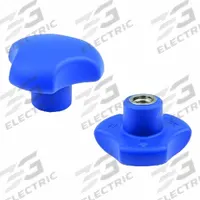 ELESA Hand Knob: 3 Point, M8 Thread, Blind Hole, RAL 5005 Blue, Plastic, SS Thread, 40 mm Dia (MPN 190346). Key specifications — Brand: ELESA.