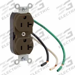 LEVITON Duplex Receptacle Outlet: Duplex, 5-20, Brown, 125V AC, 20 A, 2 Pole / 3 Wire (MPN 5340)