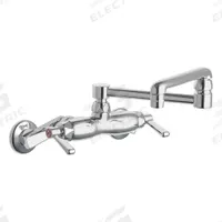 CHICAGO FAUCETS Double Joint Kitchen Faucet: 445, Cast Brass, Widespread, Wall, 2 Mounting Holes (MPN 445-DJ13ABCP). Key specifications — Series: 445; Brand: CHICAGO FAUCETS.